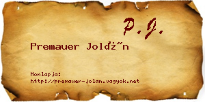 Premauer Jolán névjegykártya